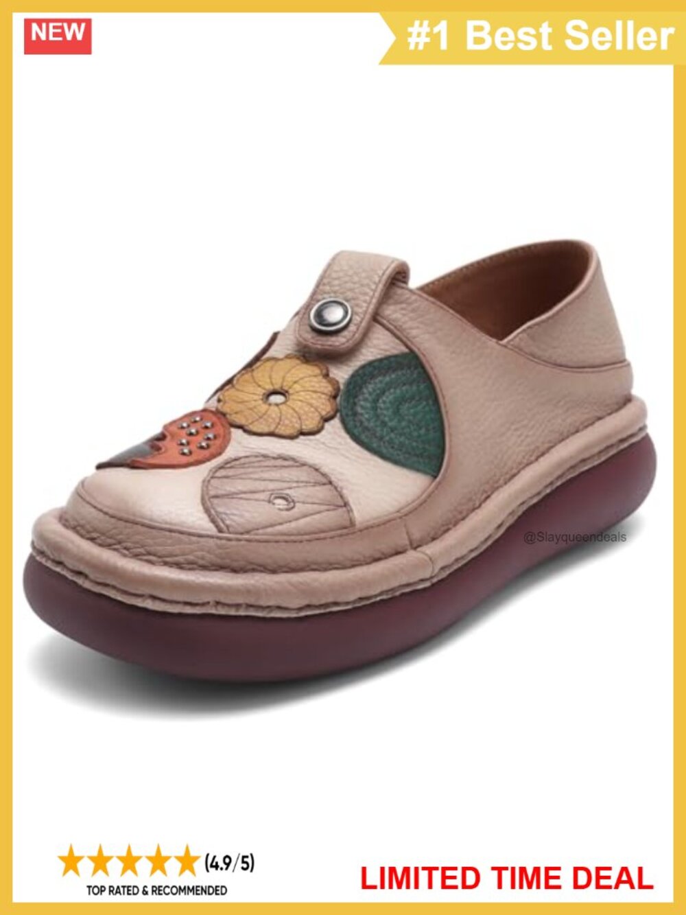 Genuine Leather Slip On Clogs Comfortable Mules Square Toe